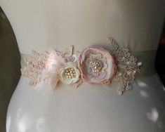 Wedding dress sash belt floral with lace Blush pink and | Etsy Dress Sash Belt, Wedding Dress Sash Belt, Unique Bridal Jewelry, Rose Gold Dress, Gold Bridal Necklace, Wedding Dress Sash, Bridal Accessory, Wedding Sash Belt, Rose Gold Bridal