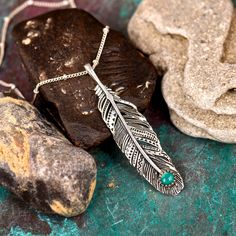 Long chain Necklace with Feather Turquoise pendant and western style engraving. Made of sterling silver. Metal: Solid sterling silver Pendant size: 50x12mm Necklace length: 50-55cm Gemstone: Turquoise Gemstone color: Turquoise ✈ Free Shipping (USPS) 🎁 Free Gift Box ↻ 60 Days Return ⌛ 24 Handling Time ** GET 15% OFF COUPON ** Visit 👉 boho-magic.com/join Join and get coupons, exclusive offers, updates, and more surprises! ** ALSO IN OUR SHOP ** Shop▸ https://etsy.me/2rT0tbC Most Loved▸ https://e Bohemian Sterling Silver Engraved Necklaces, Bohemian Engraved Turquoise Necklaces, Western Style Silver Pendant Necklace, Silver Western Style Pendant Necklace, Southwestern Engraved Necklaces For Gifts, Southwestern Engraved Necklace For Gift, Western Silver Engraved Necklaces, Western Style Silver Engraved Necklace, Western Style Engraved Silver Necklace