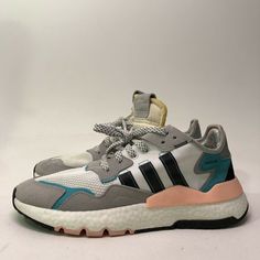 ADIDAS NITE JOGGER WHITE CORE BLACK AQUA BLUE PINK ULTRA BOOST NMD FV3852 Size 9. Adidas Running Shoes With Boost Midsole For Gym, Adidas Functional Moisture-wicking Sneakers, Casual White Sneakers For Gym, Adidas Running Shoes For Gym, Pink Running Sneakers Sportswear, Pink Sportswear Sneakers For Running, Functional Adidas Sneakers For Workout, Casual Blue Running Shoes With Moisture-wicking, Blue Moisture-wicking Casual Running Shoes