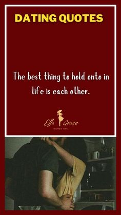 a man and woman hugging each other in front of a red background with the words dating quotes