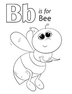 the letter b is for bee coloring page with an image of a bee in black and white