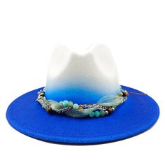 Colorful Brim Fedora Hat with Pearl Hatband-Hats-Innovato Design-Blue-Innovato Design Trendy Blue Hat With Curved Brim, Blue Western Fedora For Beach, Trendy Blue Hats For Festival, Elegant Blue Fedora With Short Brim, Trendy Blue Hat For Festival, Blue Mini Hats With Curved Brim For Beach, Blue Mini Hat With Curved Brim For Beach, Blue Western Fedora With Short Brim, Western Blue Fedora With Short Brim