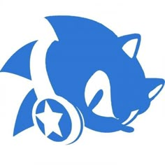 sonic the hedgehog logo with headphones on it's ears and star in the middle