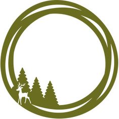 an image of a deer in the woods inside a circle with trees on both sides