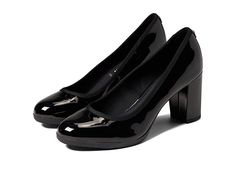 Anne Klein Castana - Women's Shoes : Black : Flaunt your chic and classic look wearing the Anne Klein Castana footwear. Polyurethane and textile upper. Textile insole and lining. Slip-on style. Block heels. Closed cap toe. Man-made outsole. Imported. Measurements: Heel Height: 3 in Weight: 11 oz Product measurements were taken using size 9, width M. Please note that measurements may vary by size. Weight of footwear is based on a single item, not a pair. High Heels With Rubber Sole For Work, Synthetic Block Heels With Rubber Sole, Synthetic Block Heel Heels With Rubber Sole, Formal Heels With Rubber Heel Cap, Black Cap Toe Heels With Rubber Heel Cap, Black Cap Toe Heels With Rubber Heel, Black Cap Toe Heels For Spring, Thick Heels Pumps, 90s Shoes