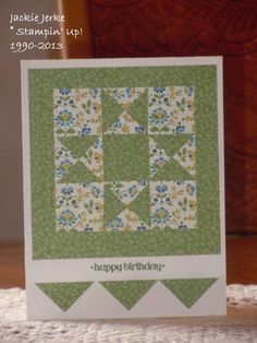 a happy birthday card with an image of a quilt