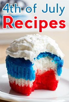 the fourth of july cupcakes are red, white and blue