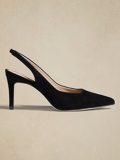 Slingback Stiletto Heel | Banana Republic Factory Black Slingback Heels, Pointed Heels, 3 Inch Heels, Banana Republic Women, Banana Republic Factory, Slingback Heel, Sling Back, Shoe Game, Stiletto Heel