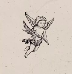 a drawing of an angel flying in the sky