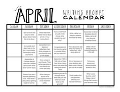 a calendar with the words, writing project and other things to do on it in black and