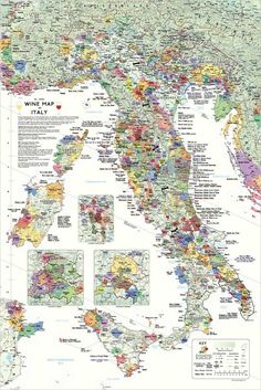 a large map of italy with all the major cities and their respective roads in english