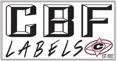 the logo for cbf labs is shown in black and white, with red lettering