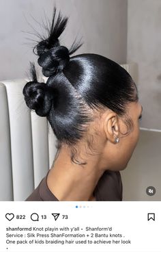 2 Buns Hairstyle Black Natural Hair, Relaxed Hairstyles, Classy Hair, Natural Hair Bun Styles, Brown Hair Dye, Haute Hair