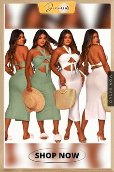 Women Sexy Solid Color Sleeveless Hollow Out Backless Halter Bandage Summer Maxi Long Dress Maxi Long Dress, Summer Maxi, Long Maxi Dress, 1 Million, Long Dress, Solid Color, Color