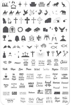 a large poster with many different symbols on it