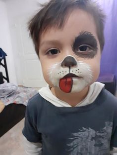 Simple Puppy Face Paint, Puppy Dog Face Paint Easy, Bluey Bingo Face Paint, Easy Face Paint Animals, Cute Animal Face Paint, Full Face Face Paint, Party Face Paint Ideas, Simple Dog Face Paint, Simple Animal Face Paint