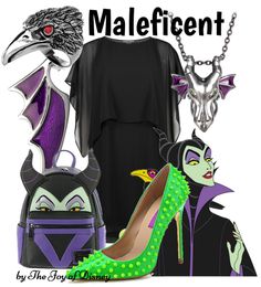 an image of maleficent costume and accessories with the words maleficent on it