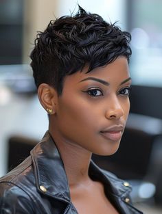 Elegant & Cute Short Haircuts for Black Women 2024 Short Haircut Designs For Black Women, Short Hairstyle Women Black Woman With Design, Black Woman Short Haircut, Short Haircuts With Designs For Black Women, Short Hair Wigs For Women, Cute Haircut Ideas, Kratka Kosa, Short Hairstyle Blackwomen Pixies, Very Short Bob Black Women