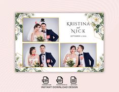 a wedding photo collage with three photos and the words kristiana nick on it