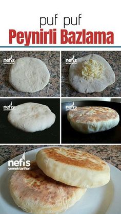 the steps to making pita bread are shown