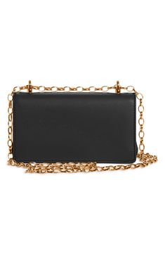 A D&G logo with baroque-inspired gilt flourishes ornately brands this compact leather bag designed with a sliding chain strap that can be worn doubled or long. Style Name:Dolce&gabbana Girls Logo Leather Phone Crossbody Bag. Style Number: 6164781. Luxury Leather Wallet On Chain With Branded Hardware, Timeless Gold Bags With Gold-tone Logo Plaque, Luxury Leather Wallet On Chain With Gold-tone Hardware, Luxury Wallet On Chain With Detachable Strap, Luxury Gold Wallet On Chain With Branded Hardware, Timeless Gold Luxury Shoulder Bag, Classic Gold Shoulder Bag With Chain, Leather Evening Bag With Chain Strap For Everyday Luxury, Luxury Formal Bags With Gold Chain