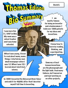 the poster for thomas edison's bio - summary, which is featured in an article