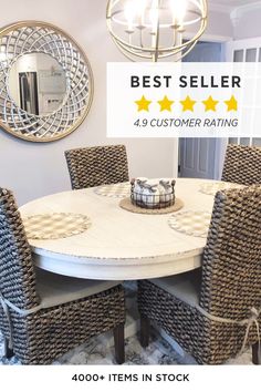 a white table with four chairs around it and the words best seller on top of it