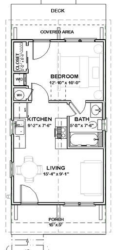 the floor plan for a small house with two bedroom and an attached living room area