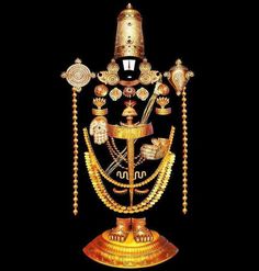 an elaborately decorated gold vase with chains and beads on it's sides, in the shape of a headdress