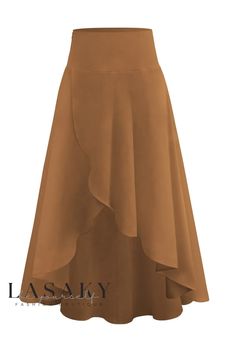 Lasaky - Womens Semi-Formal Half-Length Dress with Draped Accent - Casual Loose Fit Midi Skirt Casual, Asymmetrical Midi Skirt, Irregular Skirt, Half Skirt, Elegant Skirt, Hem Skirt, Dark Wear, Asymmetrical Skirt, Maxi Skirts