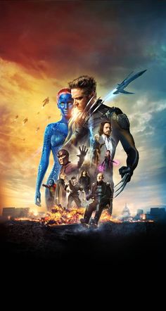 the poster for x - men days of future past, with characters from various films