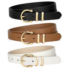 PRICES MAY VARY. Stylish and Versatile Design:These cute women's leather belts come in classic colors—black,brown,coffee,light beige and white—with chic gold and silver alloy buckles.Women belts for jeans are for pairing with jeans,dresses and pants,making them versatile accessories suitable for causal/work/business outfits. Excellent Material:Crafted from selected leather,leather belts for women offer a stylish look with a soft,comfortable feel.The smooth texture and fine craftsmanship ensure t Cute Belts For Women, Chic Leather Belt, Cute Belts, Leather Belts For Women, Womens Black Belt, Casual Work Wear, Womens Leather Belt, Dresses Ladies, Rich Lifestyle