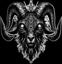 the head of a ram with an all seeing eye