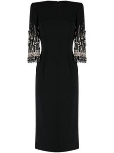 Jenny Packham Bergman crystal-embellished Midi Dress - Farfetch Luxury Midi-length Sequin Dress, Elegant Embellished Midi Dress For Dinner, Elegant Sequin Midi Dress For Formal Occasions, Elegant Midi-length Sequin Dress For Formal Events, Elegant Midi Dress With Contrast Sequin For Gala, Embellished Sequin Midi Dress For Formal Occasions, Luxury Midi Sequin Dress, Evening Sequin Midi Dress, Contrast Sequin Midi Dress For Gala