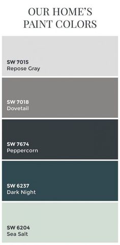 the color scheme for our home's paint colors is shown in shades of gray, green