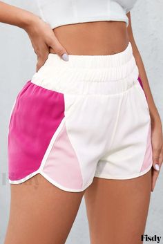 Fisdy - Pantalones cortos de cintura alta con bloques de color y diseño elegante Training Clothes, Casual Styles, High Waist Shorts, Sport Style, Burda Style, Sports Top, Womens Activewear, Sport Wear, Sport Fashion