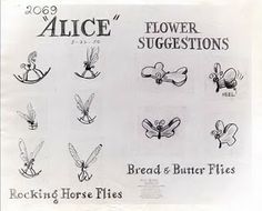 an advertisement for flower suggestions from the early 1900's, including brooches and butter flies