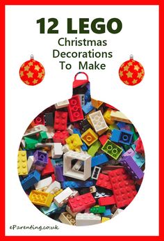 a christmas ornament made out of legos with the words 12 lego christmas decorations to make