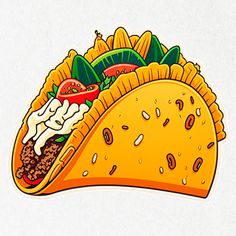 a taco sticker on a white background