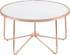 a round table with two metal legs and a white glass top on an iron stand