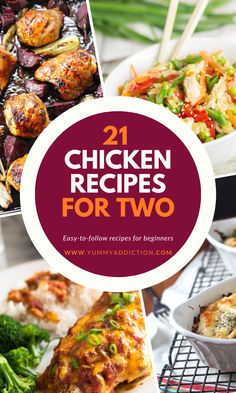 the cover of 21 chicken recipes for two