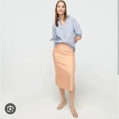 Brand New With Tags Attached Silk Organza Slip Skirt Item: Ak095 Color: Flirty Peach Chic Peach Skirt For Spring, Casual Pink Skirt For Work, Pink Pencil Skirt For Summer Workwear, Slip Skirt, Silk Organza, Peach Color, Women Skirts Midi, Orange Pink, Pink Orange