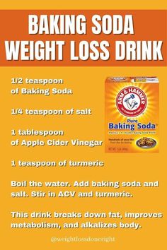 Baking Soda Weight Loss Drink Baking Soda Diet, Slim Down Drink, Baking Soda Beauty Uses, Belly Fat Drinks, Belly Fat Burner Drink, Home Health Remedies, Diet Drinks, Fat Loss Drinks, Juice Recipes