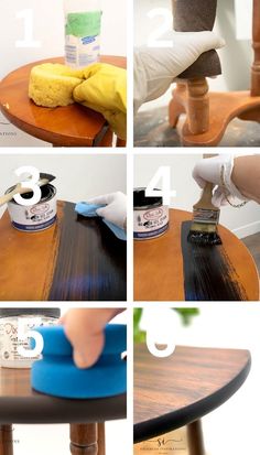 the steps in how to paint a wooden table