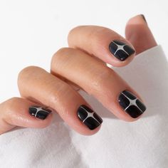 Black Natural Nails, Black Nail Art Ideas, Long Black Nails, Paznokcie Hello Kitty, Hippie Nails, Punk Nails, Hard Nails