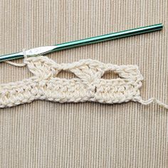 the crochet stitch is being worked on