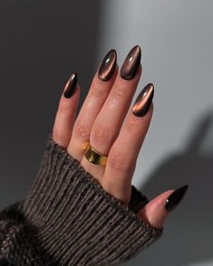 Happy Turkey Day 🦃 so grateful for all of you 🤎 What would you call these glass nails? Cinnamon? Jelly Brown? Let me know below! Products used: @gelcare.official Patent Leather Black, Jelly Brown Bevimee - Silver Cat Eye • use code: THECOLORNOOK to save @nominal #gelcare #lemanoir #gelnails #brownnails #cinnamonglassnails #glassgelnails #glassnails #trendynails #nailartist #gelx #cateyenails cat eye gelx glass nails jelly brown chocolate Chocolate Brown Cat Eye Nails, Brown Nails Cat Eye, Brown Glass Nails, Brown Velvet Nails, Cat Eye Winter Nails, Brown Cateye Nail, Glass Cat Eye Nails, Winter Cat Eye Nails, Tigers Eye Nails