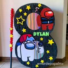 there is a sign that says dylan and an elephant with stars on it