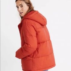 New With Tag, Very Light And Super Comfortable, Size Xxs, Color Red, Madewell Leather Jacket, Army Jacket Women, Madewell Jacket, Drawstring Jacket, Oversized Jean Jacket, Puffer Parka, Tuxedo Blazer, Army Jacket, Black Denim Jacket