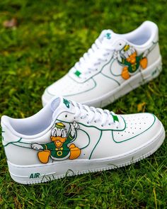 Oregon Ducks Air Force 1 Custom Sneakers Air Force, Hand Painted Gifts, Cute Nikes, Oregon Ducks